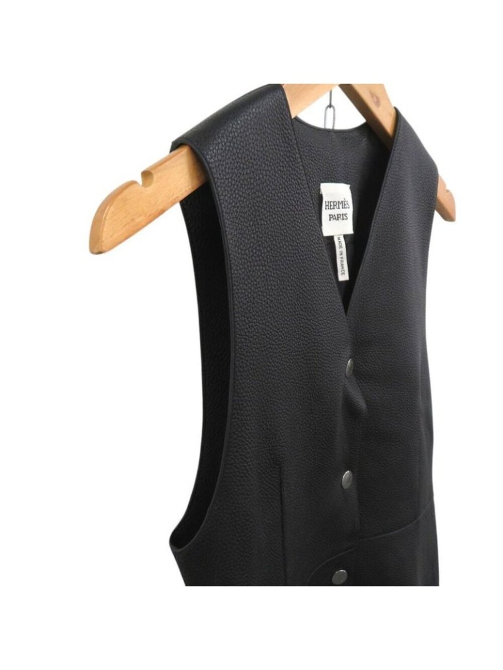 Hermes Long Gilet Deerskin Vest Black 0260 - Picture 4 of 10
